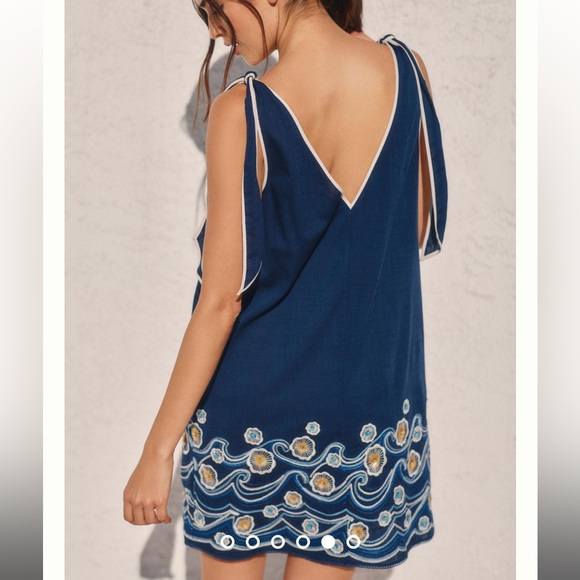By Anthropologie Embroidered Wave Mini Dress - Picture 3 of 3